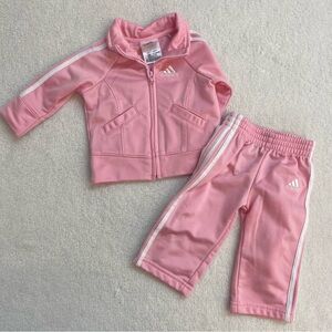 Adidas Baby Pink Sweatpants & Jacket Set Y2K 2000s 2pc Set Three Stripes 3m Girl